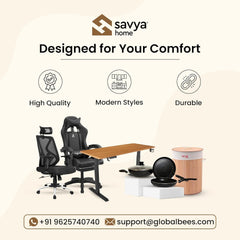 SAVYA HOME Jasper Ergonomic High Back Office Chair for Home, Study Table, Computer Table with Adjustable Headrest, Comfortable Mesh Seat with Adjustable Top & Bottom Lumbar Support (Black)