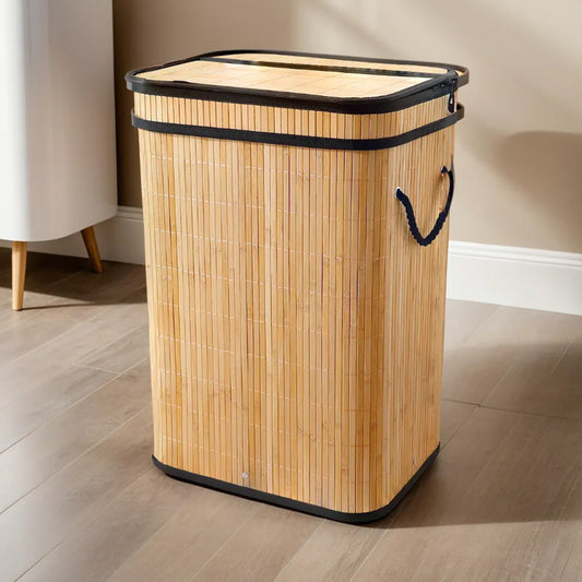 SAVYA HOME Foldable Bamboo Laundry Basket - Versatile home organization