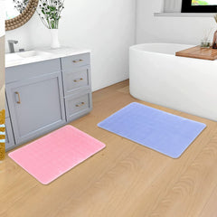 SAVYA HOME - Qty-2 Pink Nonslip Soft Rubber Bath Mat, Rain Mat for Bathtub and Shower, Anti Slip, Anti Bacterial, Machine Washable PVC Bath Mat for Bathroom | Size : 65 x 36 cm (Pink & Blue)
