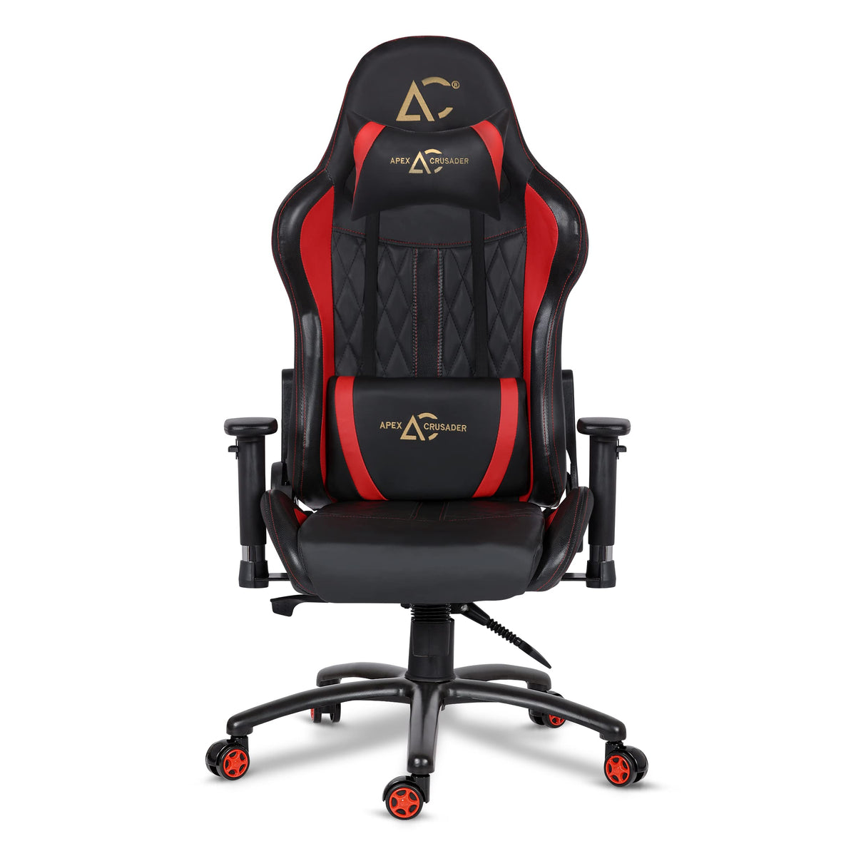 SAVYA HOME - Apex Crusader XI - Ergonomic Gaming Chair and Office Chair with Aluminum Base, Removable Headrest, 3D Armrest(PU Leather, Red & Black, 1 Piece)