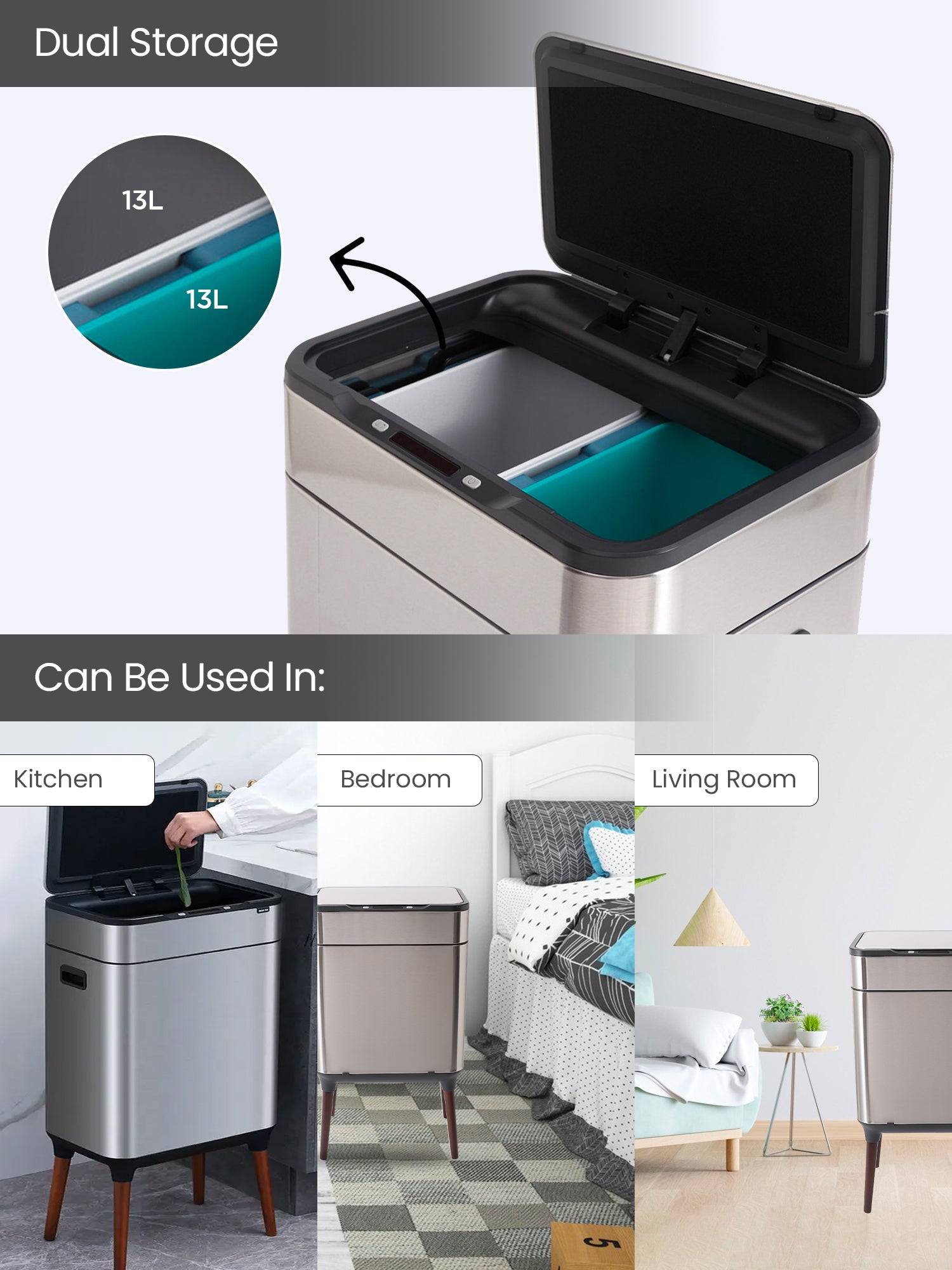 SAVYA HOME dustbin - Eco-friendly dual compartment usage