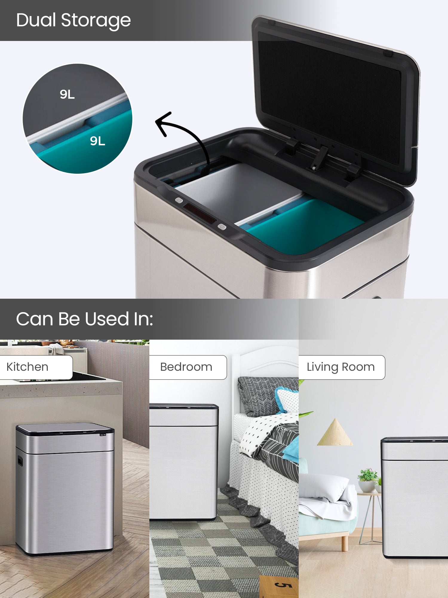 SAVYA HOME Steel Dustbin - Bedroom use