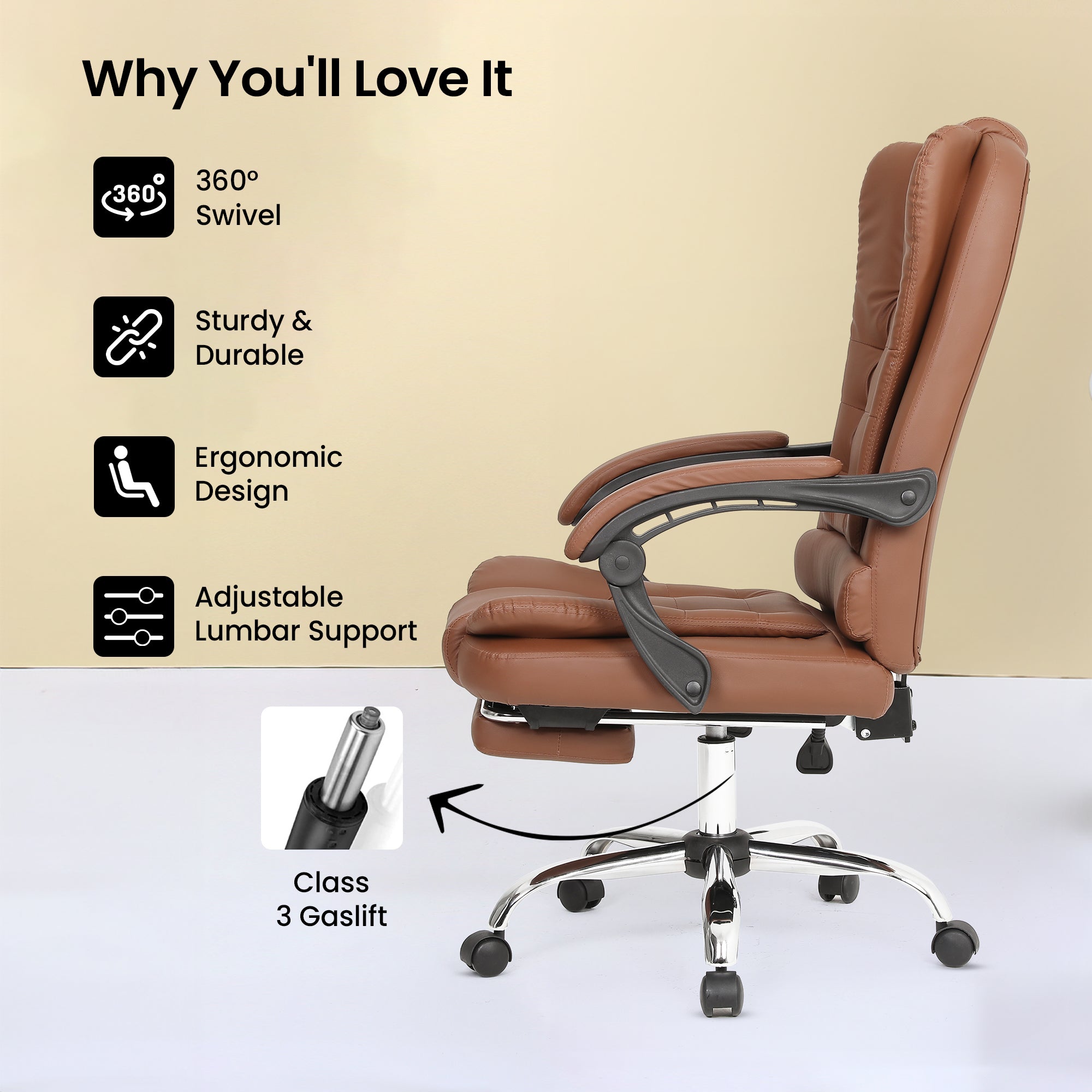 SAVYA HOME High Back Office Chair - Supports Long Working Hours