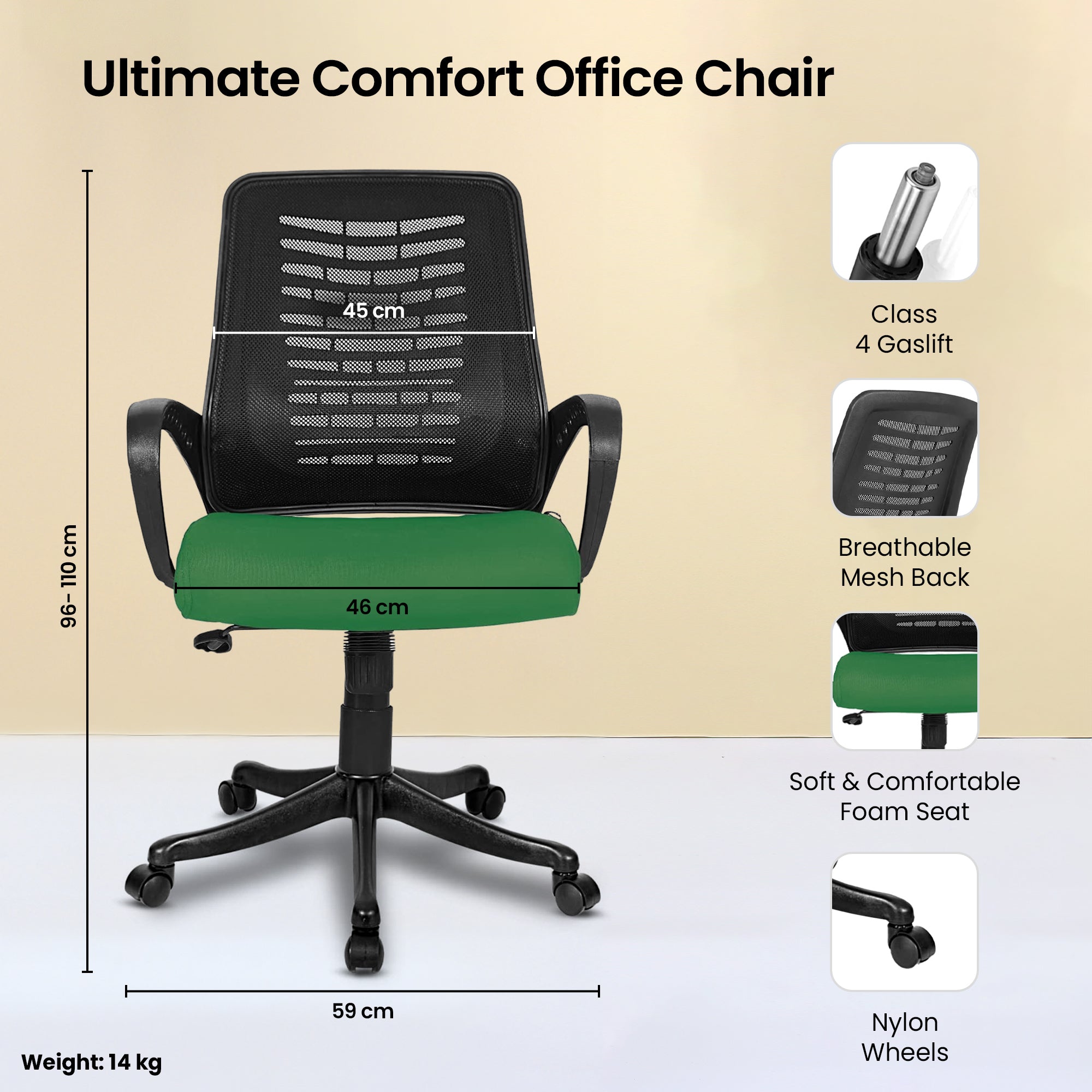 SAVYA HOME Apex Zoom - Green ergonomic chair