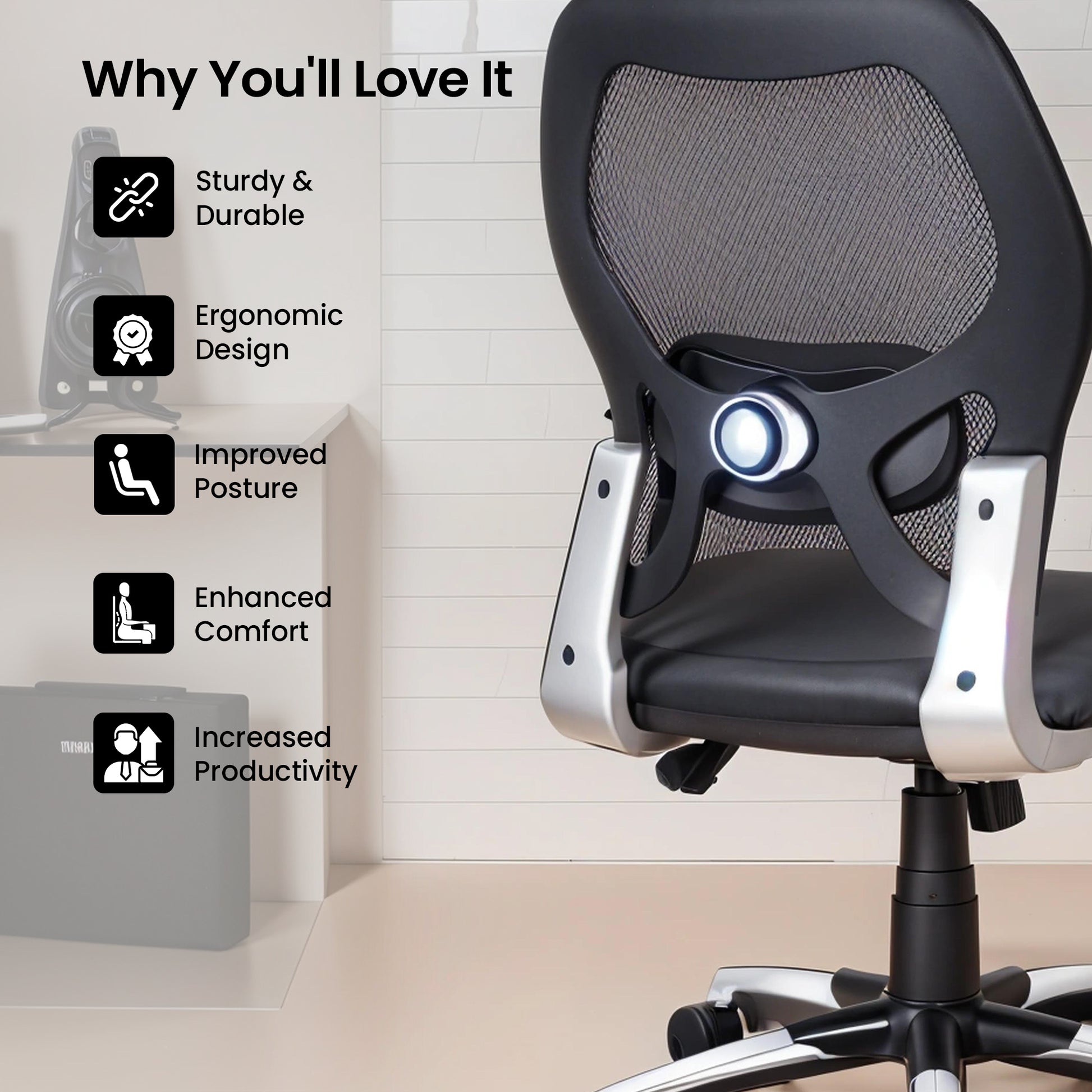 SAVYA HOME Apollo Desk Chair - Productive Workspace