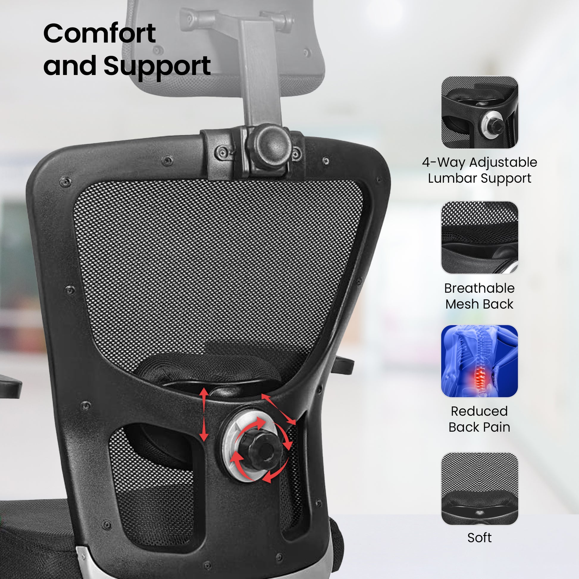 SAVYA HOME Beatle Chair Lumbar Support - Ergonomic Design