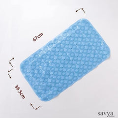 SAVYA HOME Anti Skid Bath Mat for Bathroom, Mat for Kitchen, Mat for Shower area, Bathtub Mats| Bath Mat, Machine Washable Floor Mat (67x37 cm)| Light Blue & Light Blue