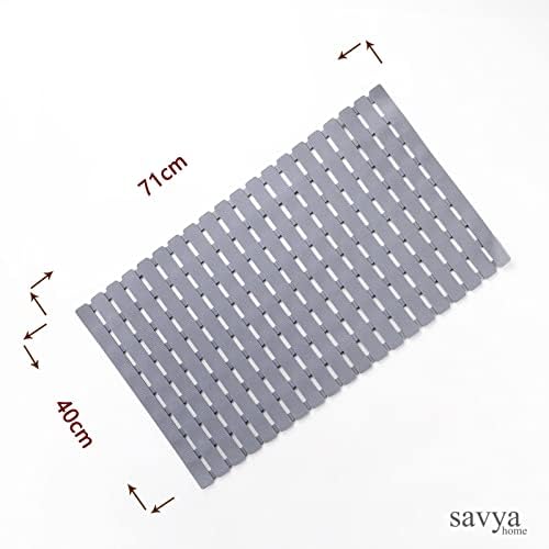 SAVYA HOME Pack of 2 PVC Bathmats | 40x71cm | Anti-Skid mat, Living Room mat, Doormat, Multipurpose mat | Quick dry bath mat|Non Slip bath mat|Bath tub mat| (Grey)