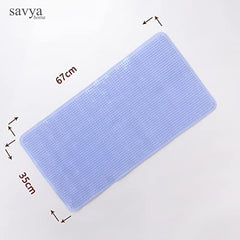 SAVYA HOME Pack of 2 Bathroom Mat PVC/Non-Slip & Soft/Light Weight Mat for Living Room, Anti Skid Mat for Bathroom Floor/Shower Mat/Multipurpose Mat, Grey & Blue