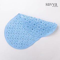 Savya Home Diatom Mud Oval Bathroom Floor Mat PVC/Non-Slip & Soft/Light Weight Mat for Living Room, Anti Skid Mat for Bathroom Floor/Shower Mat/Multipurpose Mat (Dark Blue) (Light Blue)