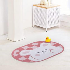 SAVYA HOME Multipurpose Mat for Kids Bedroom, Play Area, Living Room, Bathroom, Shower | 60 x 40 | Anti-Skid, Cute Pink Bunny Doormat for Girls bedroom