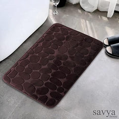 SAVYA HOME Coral Fleece Fabric Bathroom mat|40 x 60|Anti-Skid mat, Living Room mat, Doormat, Multipurpose mat | Quick Dry Bath mat|Non Slip Bath mat|Bath tub mat| Brown