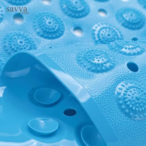 SAVYA HOME Pack of 2 Diatom Mud Bathroom Floor Mat |71 x 35.5 cm|PVC Accu-Pebble Soft & Light Weight Anti-Skid Mat for Living Room,Bathroom/Shower Mat/Multipurpose(Blue & Sky Blue)