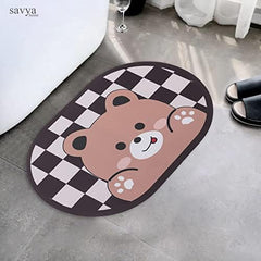 SAVYA HOME Door Mat for Bedroom and Living Room | Anti-Skid Floor Mat for Kids Room | Bathroom Mat |Mat for Living Room, Mat for Bedroom, Black, 1