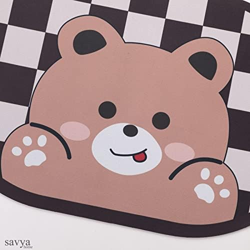 SAVYA HOME Door Mat for Bedroom and Living Room | Anti-Skid Floor Mat for Kids Room | Bathroom Mat |Mat for Living Room, Mat for Bedroom, Blue & Black, 2