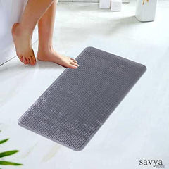 SAVYA HOME Pack of 2 Bathroom Mat PVC/Non-Slip & Soft/Light Weight Mat for Living Room, Anti Skid Mat for Bathroom Floor/Shower Mat/Multipurpose Mat, Grey & Pink