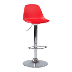 SAVYA HOME Curvy Bar Stool Chair for Kitchen/Bar Chair/Bar Chairs for Home/Kitchen Chair/Parlour Chair/Height Adjustable Chair/360°Swivel/Pneumatic Gaslift/Circular Footrest/Rubber Bottom-Red