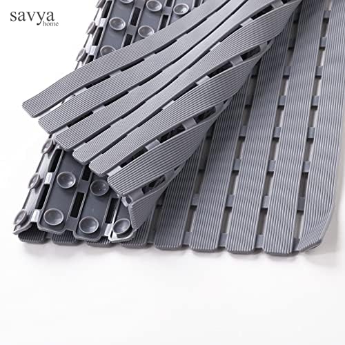SAVYA HOME Pack of 2 PVC Bathmats | 40x71cm | Anti-Skid mat, Living Room mat, Doormat, Multipurpose mat | Quick dry bath mat|Non Slip bath mat|Bath tub mat| (Grey)