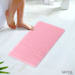 Savya Home Bathroom Floor Mat PVC/Non-Slip & Soft/Light Weight Mat for Living Room, Anti Skid Mat for Bathroom Floor/Shower Mat/Multipurpose Mat (Grey) (Pink)