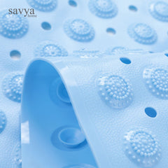 SAVYA HOME Anti Skid Bath Mats | Anti Slip Rubber Shower Mat | Bathroom Mat for Home | Floor Mat with Suction Cups | Machine Washable | Bathroom Accessories | 40 X 100 cm - Sky Blue