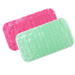 SAVYA HOME Anti Skid Bath Mat for Bathroom, Mat for Kitchen, Mat for Shower area, Bathtub Mats|PVC Bath Mat with Suction Cup, Machine Washable Floor Mat (67x37 cm)| Light Green & Pink