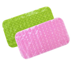 Savya Home Anti Skid Bath Mat for Bathroom, Mat for Kitchen, Mat for Shower area, Bathtub Mats| PVC Bath Mat with Suction Cup, Machine Washable Floor Mat (67x37 cm)| Green & Light Pink