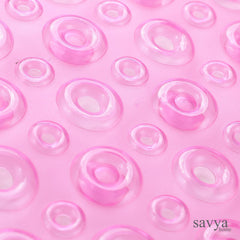 SAVYA HOME Rubber Bath Mats | Anti Skid Bathroom Floor Mat | Non Slip Door Mats for Bathroom | with Suction Cups for Quick Drying | Machine Washable | Eco-Friendly | 65 X 36 Cm | Oval - Pink