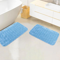 SAVYA HOME Anti Skid Bath Mat for Bathroom, Mat for Kitchen, Mat for Shower area, Bathtub Mats| Bath Mat, Machine Washable Floor Mat (67x37 cm)| Light Blue & Light Blue