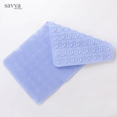 SAVYA HOME Diatom Mud Bathroom Mat | Non Slip Rubber Floor Mat for Kitchen | Light Weight Shower Mat | Anti Skid Door Mat | Foot Mats for Home | Machine Washable | Bath Mats | Blue - 34X 67 cm