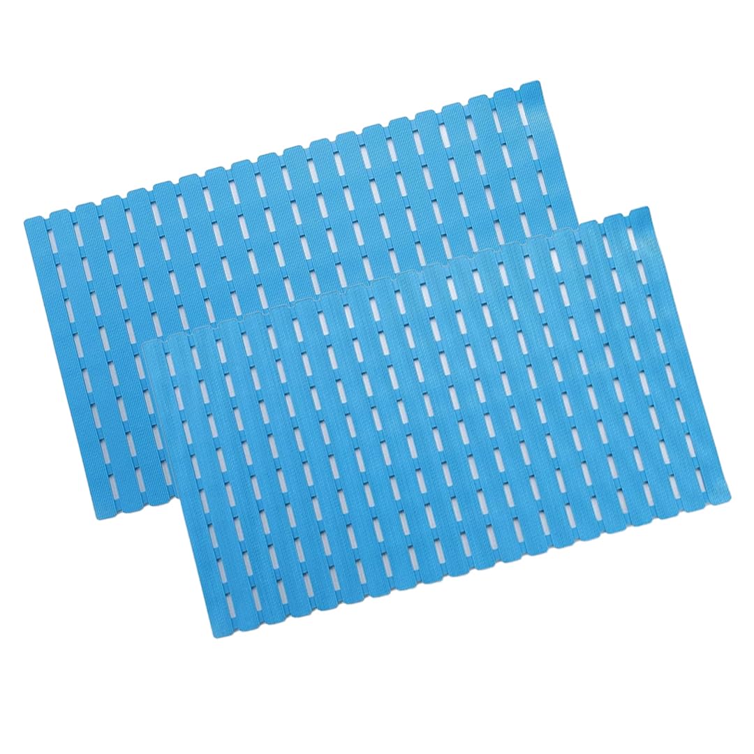 SAVYA HOME Pack of 2 PVC Bathmats | 40x71cm | Anti-Skid mat, Living Room mat, Doormat, Multipurpose mat| Quick dry bath mat|Non Slip bath mat|Bath tub mat| (Blue)