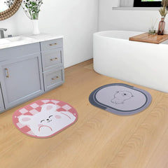 SAVYA HOME Door Mat for Bedroom and Living Room | Anti-Skid Floor Mat for Kids Room | Bathroom Mat| Mat for Living Room, Mat for Bedroom, Pink & Grey, 2