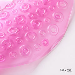 SAVYA HOME Rubber Bath Mats | Anti Skid Bathroom Floor Mat | Non Slip Door Mats for Bathroom | with Suction Cups for Quick Drying | Machine Washable | Eco-Friendly | 65 X 36 Cm | Oval - Pink