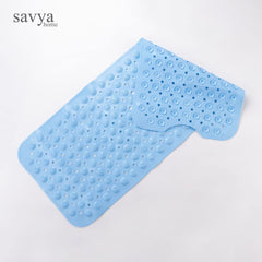 SAVYA HOME Anti Skid Bath Mats | Anti Slip Rubber Shower Mat | Bathroom Mat for Home | Floor Mat with Suction Cups | Machine Washable | Bathroom Accessories | 40 X 100 cm - Sky Blue