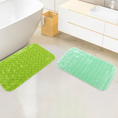 SAVYA HOME Anti Skid Bath Mat for Bathroom, PVC Bath Mat with Suction Cup, Machine Washable Floor Mat (67x37 cm)|Bath Mat, Machine Washable Floor Mat| Light Green & Green