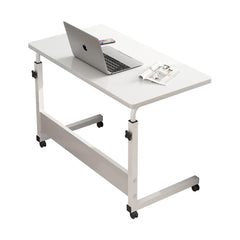 SAVYA HOME Multipurpose Manual Height Adjustable Desk/Portable Table/Laptop Table/Lapdesk/Bedside Table/Study Table for Kids/MDF Board with Wheels/Lapdesk/White-80x40x(60-90) cm