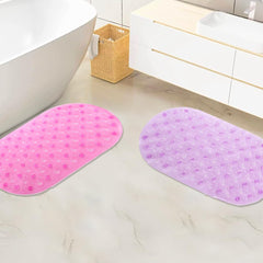 SAVYA HOME Pack of 2 Nonslip Soft Rubber Bath Mat, Rain Mat for Bathtub and Shower, Anti Slip, Anti Bacterial, Machine Washable PVC Bath Mat for Bathroom | 65 x 36 cm | Purple & Pink