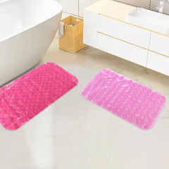 Savya Home Anti Skid Bath Mat for Bathroom, Mat for Kitchen, Mat for Shower area, Bathtub Mats| PVC Bath Mat with Suction Cup, Machine Washable Floor Mat (67x37 cm)| Pink & Light Pink