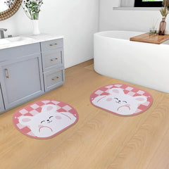 SAVYA HOME Multipurpose Mat for Kids Bedroom, Play Area, Living Room, Bathroom, Shower | 60 x 40 | Anti-Skid, Cute Pink Bunny Doormat for Girls bedroom