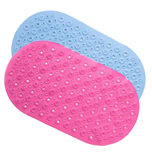 SAVYA HOME Pack of 2 Nonslip Soft Rubber Bath Mat, Rain Mat for Bathtub and Shower, Anti Slip, Anti Bacterial, Machine Washable PVC Bath Mat for Bathroom | 65 x 36 cm |Light Blue & Pink