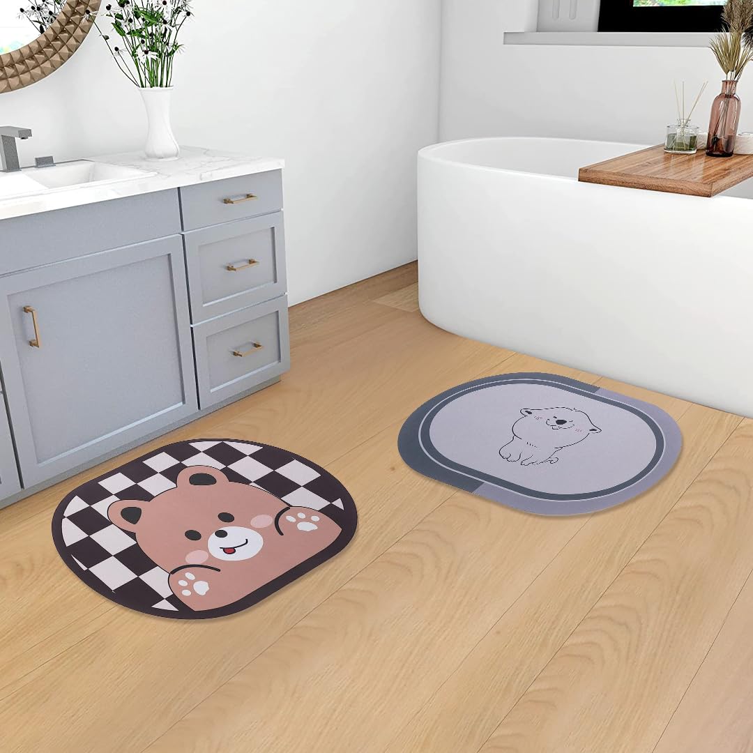 SAVYA HOME Door Mat for Bedroom and Living Room | Anti-Skid Floor Mat for Kids Room | Bathroom Mat, Mat for Living Room, Mat for Bedroom, Black & Grey, 2