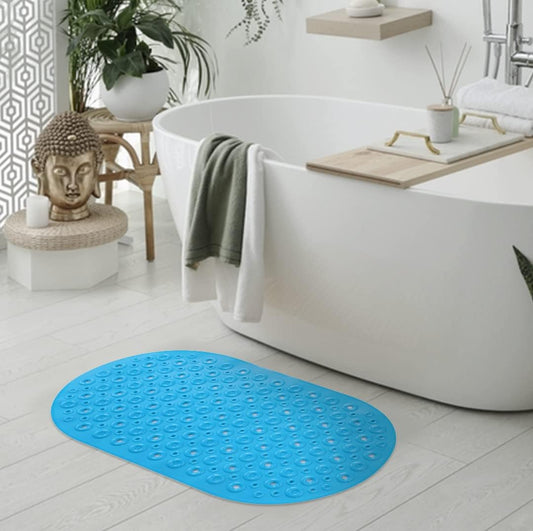 SAVYA HOME Pack of 2 Nonslip Soft Rubber Bath Mat, Rain Mat for Bathtub and Shower, Anti Slip, Anti Bacterial, Machine Washable PVC Bath Mat for Bathroom | 65 x 36 cm |Blue