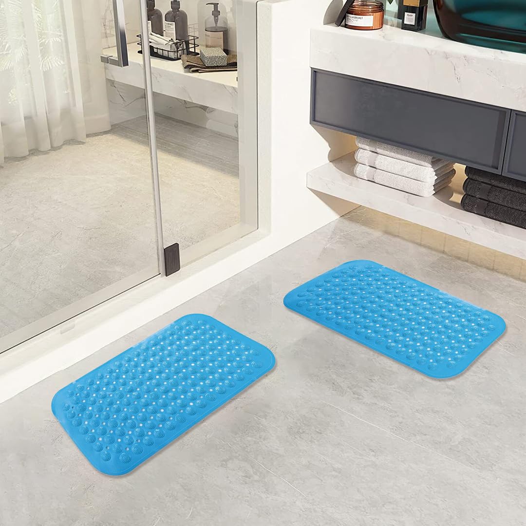 SAVYA HOME Diatom Mud Bathroom Floor Mat |71 x 35.5|40 x 100|PVC Accu-Pebble Soft & Light Weight Anti-Skid Mat for Living Room,Bathroom/Shower Mat/Multipurpose(Sky Blue) (71 x 35.5, Blue)