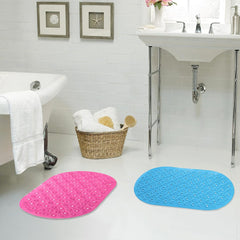 SAVYA HOME Pack of 2 Nonslip Soft Rubber Bath Mat, Rain Mat for Bathtub and Shower, Anti Slip, Anti Bacterial, Machine Washable PVC Bath Mat for Bathroom | 65 x 36 cm |Blue & Pink