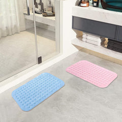 SAVYA HOME Pack of 2 Diatom Mud Bathroom Floor Mat |71 x 35.5 cm|PVC Accu-Pebble Soft & Light Weight Anti-Skid Mat for Living Room,Bathroom/Shower Mat/Multipurpose(Pink & Blue)