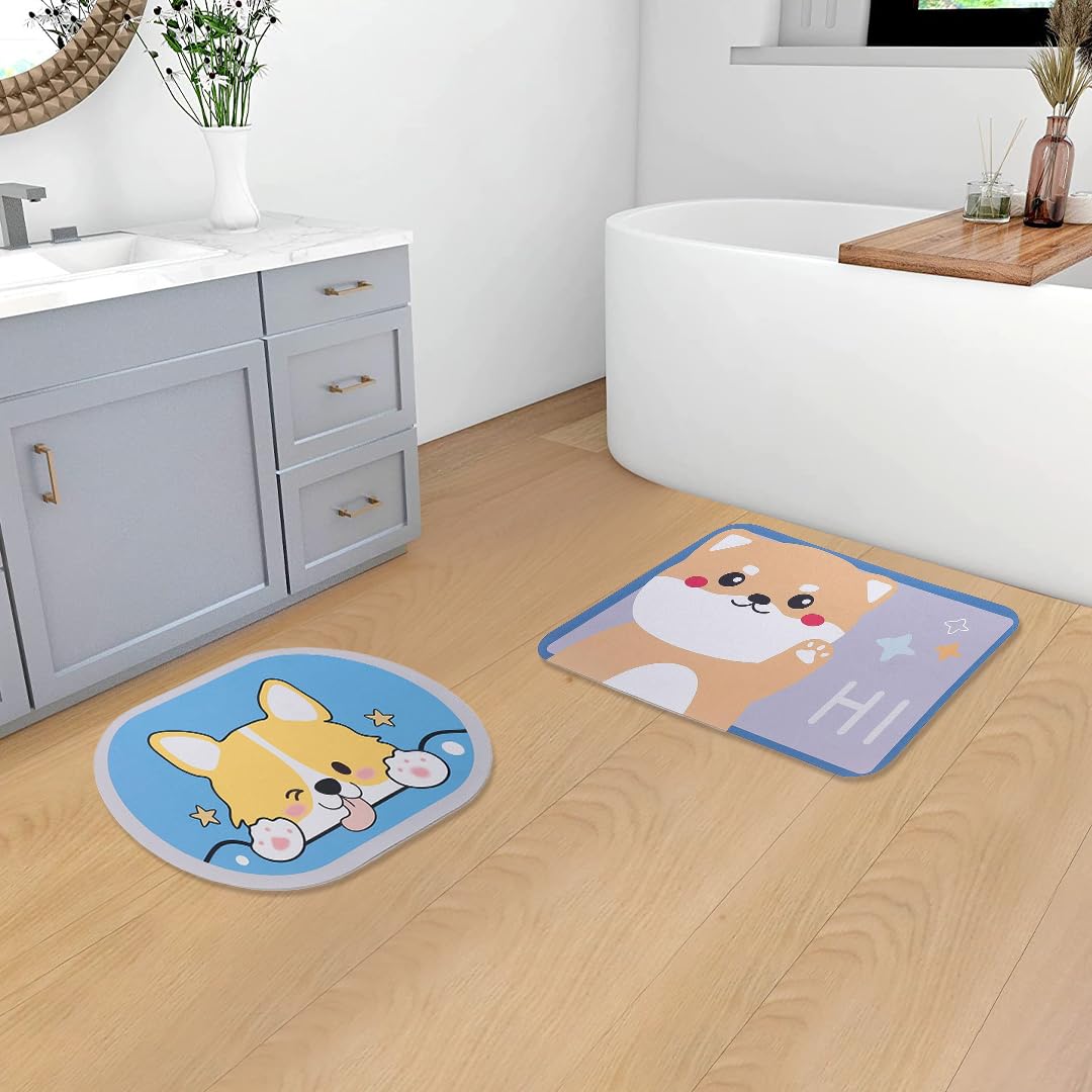 SAVYA HOME Door Mat for Bedroom and Living Room | Anti-Skid Floor Mat for Kids Room | Bathroom Mat| Mat for Living Room, Mat for Bedroom, Blue & Lavender, 2