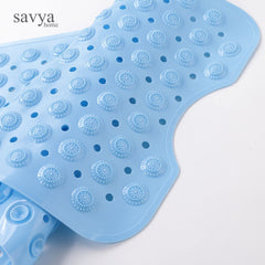 SAVYA HOME Anti Skid Bath Mats | Anti Slip Rubber Shower Mat | Bathroom Mat for Home | Floor Mat with Suction Cups | Machine Washable | Bathroom Accessories | 40 X 100 cm - Sky Blue