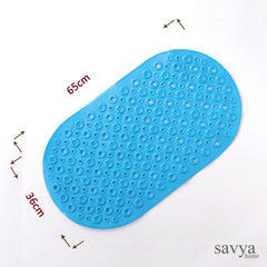 SAVYA HOME Pack of 2 Nonslip Soft Rubber Bath Mat, Rain Mat for Bathtub and Shower, Anti Slip, Anti Bacterial, Machine Washable PVC Bath Mat for Bathroom | 65 x 36 cm |Blue