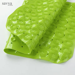 Savya Home Anti Skid Bath Mat for Bathroom, Mat for Kitchen, Mat for Shower area, Bathtub Mats| PVC Bath Mat with Suction Cup, Machine Washable Floor Mat (67x37 cm) (Green)