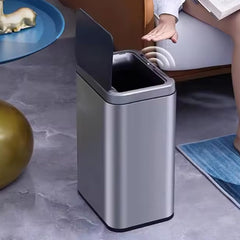 SAVYA HOME 16L Dustbin For Kitchen | Dustbin For Bathroom | 37 cm Automatic Smart Sensor Dustbin For Bedroom | Waste Bin | Stainless Steel Dustbin With Lid | Dustbin for Home | Garbage Bin - Silver