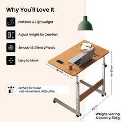 SAVYA HOME Manual Height Adjustable Study Table for Adults, Students, Kids | Portable Table, Computer Table| Office Table for Work from Home, Bed Study Table | 80 * 40 cm, Walnut,1